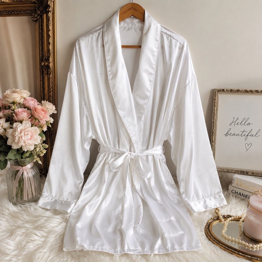 Frederick's of Hollywood vintage women's 1x white Satin‎ Robe bridal lingerie